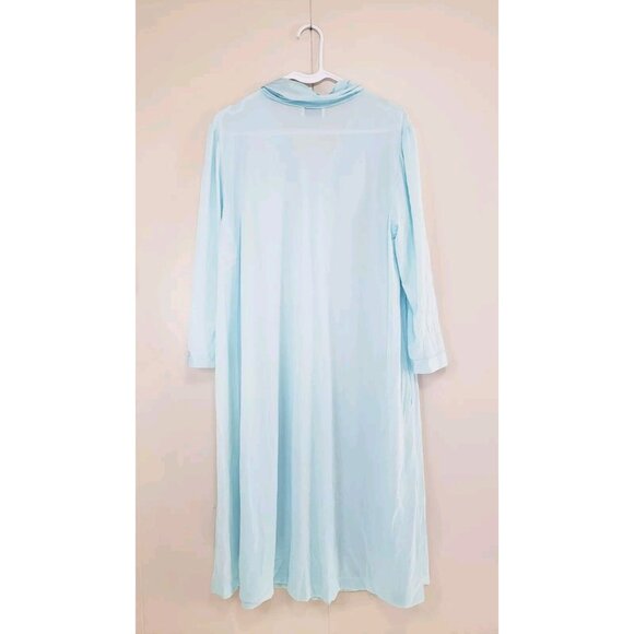 Vtg Vanity Fair Women XL House Coat Robe Lightweight Blue Floral Embroidery - Picture 2 of 5